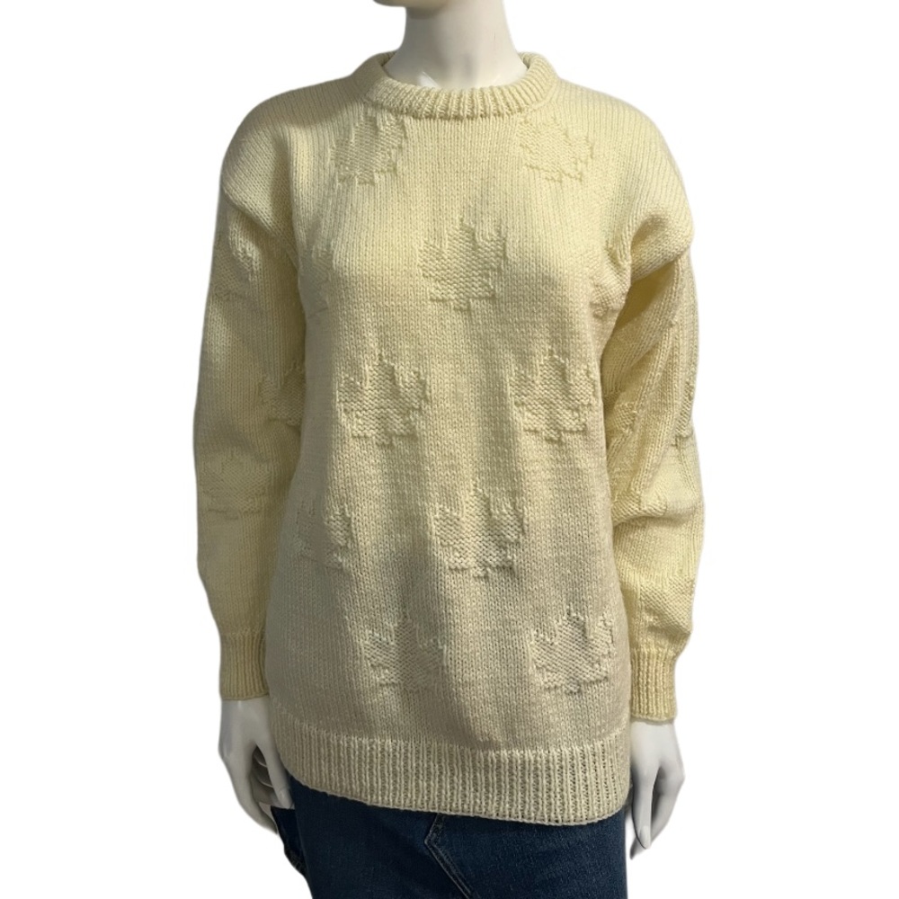 Cream Hand Knit Maple Leaf Sweater